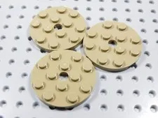 LEGO Lot of 3 Dark Tan 4x4 Round Plates BR