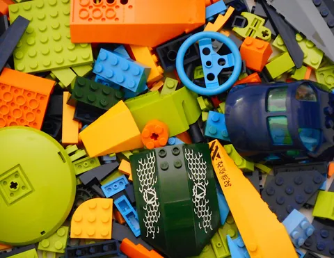 LEGO 300+ Orange Lime & Forrest Green Light & Navy Blue Bricks Parts Pieces Lot