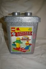 LEGO Duplo 25th Anniversary Limited Edition Silver Bucket 71 Pieces Silver Brick