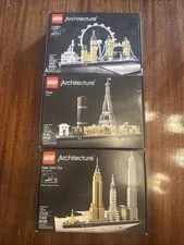 Three Lego Architecture Sets Complete BUILT, New York, Paris, London w/ Manuals