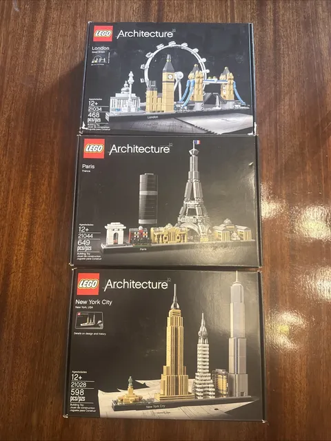 Three Lego Architecture Sets Complete BUILT, New York, Paris, London w/ Manuals