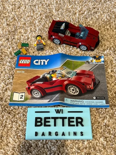 LEGO City 60138 High-Speed Chase Red Sports Car Crook Minifigure Manual Partial