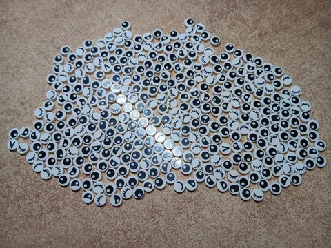 LEGO LOT 350 WHITE 1X1 ROUND TILE BLACK PUPIL EYE EYELASHES PATTERN