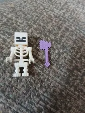 Lego Mincraft Skeleton Minifig And Purple Battle Axe