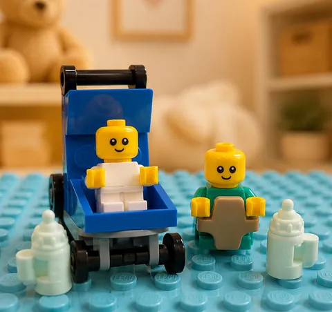 LEGO Lot of 2 Blue White BABY STROLLER bottle carrier MINIFIG  White Babies BY1