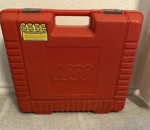 Vintage 1984 Red Plastic Carrying Case-Storage Case Carry Handle Box & Lego Toy