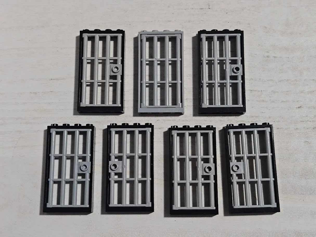LEGO 1x4x6 Frame with Lt Bluish Gray Jail Prison Door & WIndow~7 Pc Lot