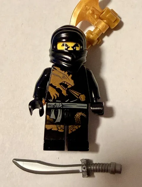 LEGO Ninjago Cole DX Minifigure Complete Dragon Ninja Gold Axe Sword No Cracks