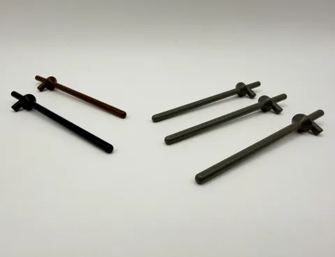LEGO CASTLE VINTAGE Part 3849 - Lot of Lances, 3Old Gray,1Black,1Brown - 5pcs