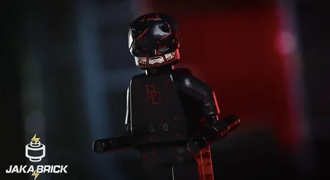 LEGO Jaka Brick Custom Daredevil Born Again Daredevil Black Suit Minifigure
