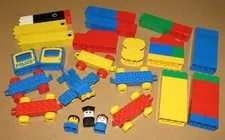 Vintage Lot Lego Duplo Building Blocks 5 Vehicles Plane 3 Mini Figures 82 Bricks
