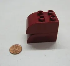 LEGO Duplo Block MAROON 2x2x3 CURVED BRICK 2 Block Lot Building Blocks