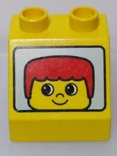 Lego Duplo Yellow Boy Man Face Head Printed Brick Block