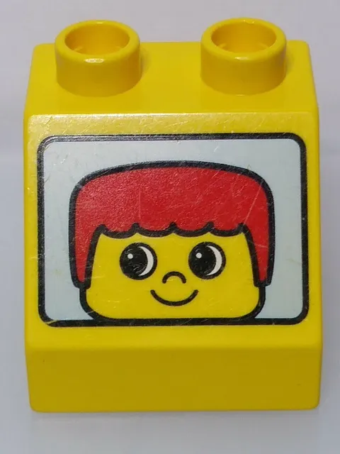 Lego Duplo Yellow Boy Man Face Head Printed Brick Block