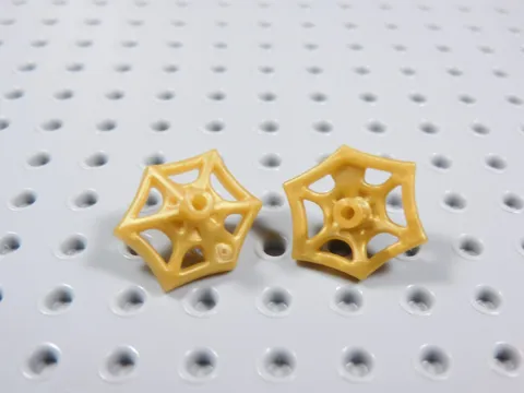 LEGO Lot of 2 Pearl Gold Small Spiderwebs w/ Pin on Back Minifig AZ