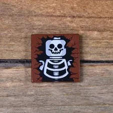 LEGO Harry Potter Reddish Brown Tile 2x2 with Skeleton Skull & Torso 3068pb0087