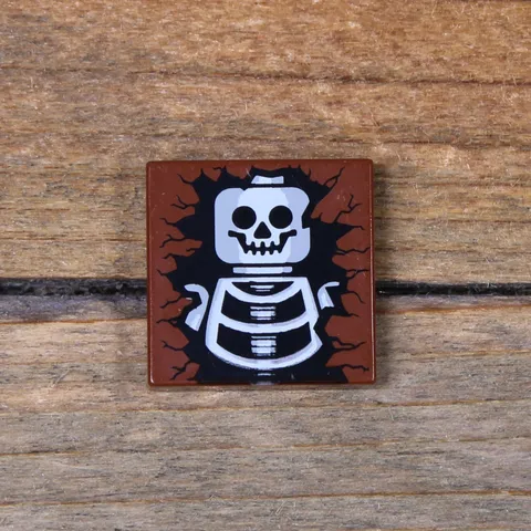 LEGO Harry Potter Reddish Brown Tile 2x2 with Skeleton Skull & Torso 3068pb0087