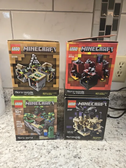 LEGO Minecraft Micro World Complete Collection Set 21102, 21105, 21106, 21107