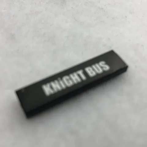 LEGO 2431pb728 Black Tile 1 x 4 W/ White 'KNIGHT BUS' Pattern (Sticker) (x1)