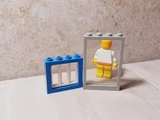LEGO Hospital Window Bars White Blue Old Light Gray solid Window frame glass
