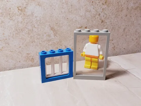 LEGO Hospital Window Bars White Blue Old Light Gray solid Window frame glass