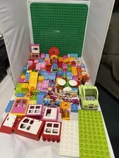 LEGO DUPLO CAFE/BOX-OF-FUN 15x15 BUILDING MAT MIX 150+ PCS STORAGE GENTLY USED