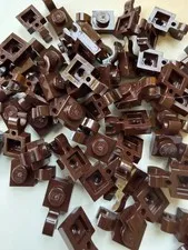 LEGO-NEW-#61252- DARK BROWN- 1 X 1 MODIFIED PLATE W/OPEN O CLIP-10 PIECES