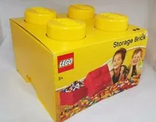 LEGO 4 Knob Square Storage Brick COOL YELLOW - NEW
