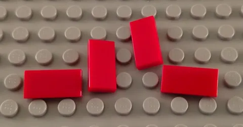 New LEGO Lot of 4 Red 1x2 Smooth Finishing Tiles
