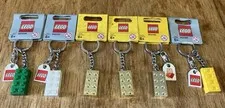 New LEGO Brick Keychain Lot 852100 White 852445 Chrome Gold 852095 Yellow Green