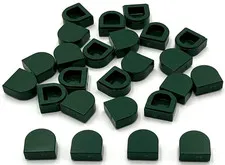 Lego 25 New Dark Green Tiles Flat Smooth Round 1 x 1 Half Circle Extended Parts