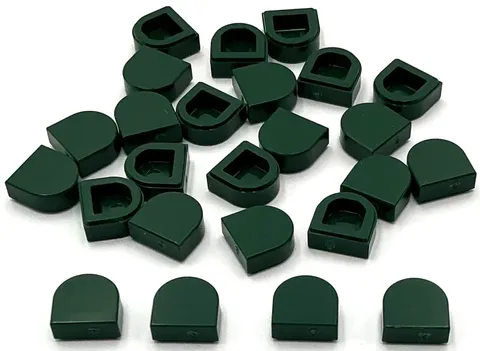 Lego 25 New Dark Green Tiles Flat Smooth Round 1 x 1 Half Circle Extended Parts
