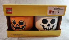 LEGO Storage Head Small 2 Pcs Halloween Edition Pumpkin Skeleton New in Box