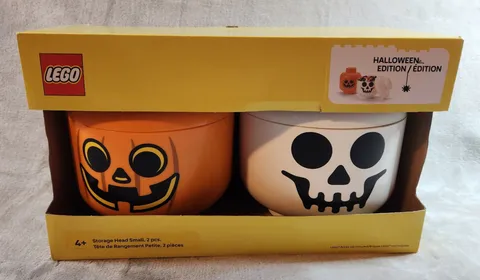 LEGO Storage Head Small 2 Pcs Halloween Edition Pumpkin Skeleton New in Box