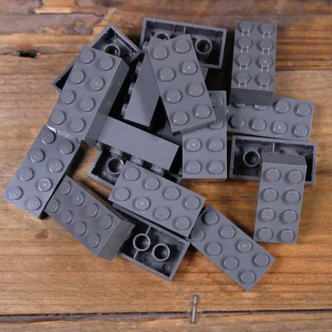LEGO 3001 Dark Bluish Gray Brick 2 x 4 Qty 20 Used Wash and Sanitized