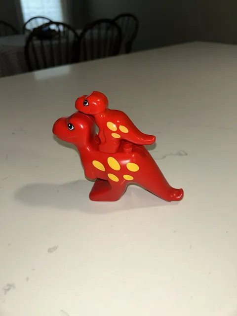 Lego Duplo Red w/ Yellow Spots Dinosaur Adult & Baby T-Rex - Vintage