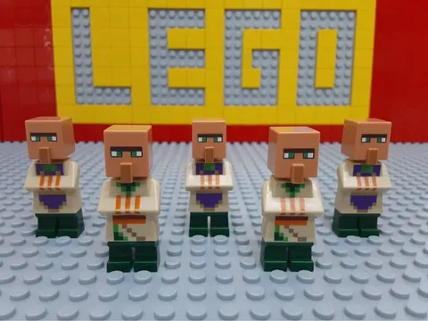 LEGO Minecraft Minifig Set 5pcs Desert Villager Farmer Cleric Mob Figures