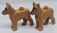 LEGO German Shepherd Police Dog Animal Piece Figurines X2 - FREE SHIPPING 