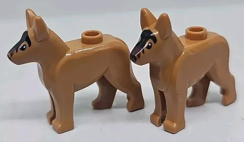 LEGO German Shepherd Police Dog Animal Piece Figurines X2 - FREE SHIPPING 