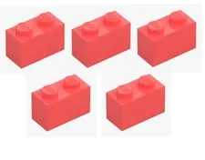 LEGO 5x Brick 1x2 Vibrant Coral 3004 6258572 Building Block New Coral Pink Coral