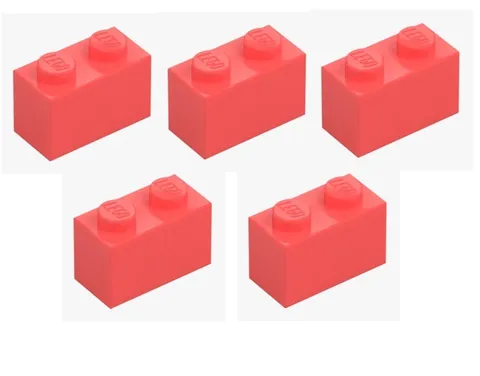 LEGO 5x Brick 1x2 Vibrant Coral 3004 6258572 Building Block New Coral Pink Coral