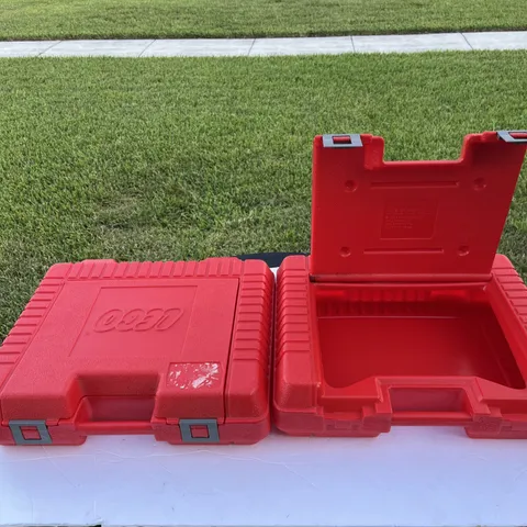 2X LEGO Red Carrying Storage Hard Case Suitcase Flip Top Door Plastic USA 1985