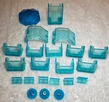 Lego Lot of 22 Trans Blue parts: canopy, windshields, seats, etc