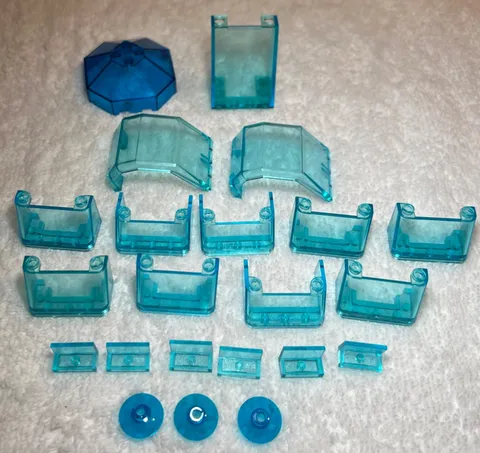 Lego Lot of 22 Trans Blue parts: canopy, windshields, seats, etc