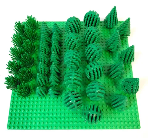 LEGO ® trees Christmas tree, fruit tree, shrubs - 41 pieces + base plate green