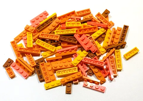 Lego Orange PLATES 1x'S SMALL ONLY 100pc Lot 1x4 1x3 1x2 City Construction