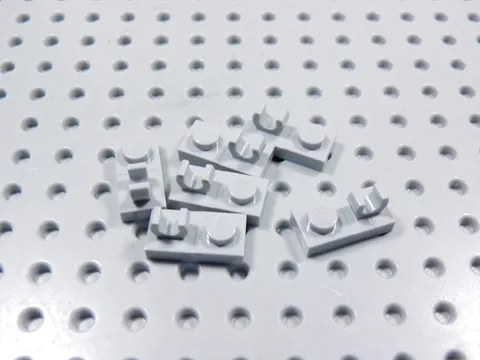 LEGO Lot of 6 Light Bluish Gray 1x2 Plates w/ Stud & Clip on Top BB