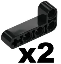 Lego Black TECHNIC Liftarm Modified Bent L-Shape 2 x 4 Qty 2 Part 32140 T1