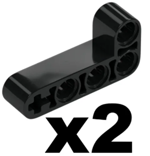 Lego Black TECHNIC Liftarm Modified Bent L-Shape 2 x 4 Qty 2 Part 32140 T1