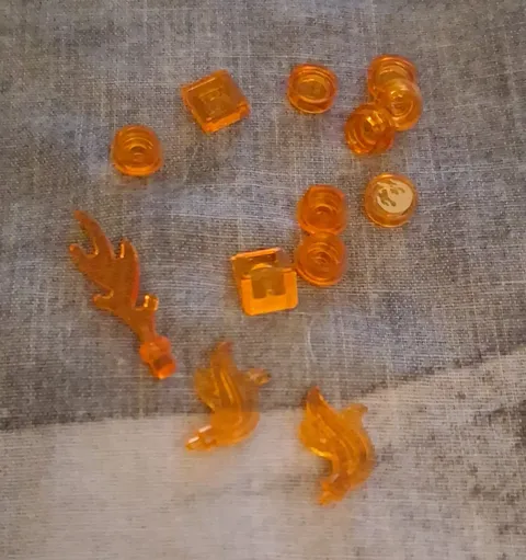 LEGO Trans-Orange Flame Plastic Pieces Parts Bulk Lot of 12 (12pc)